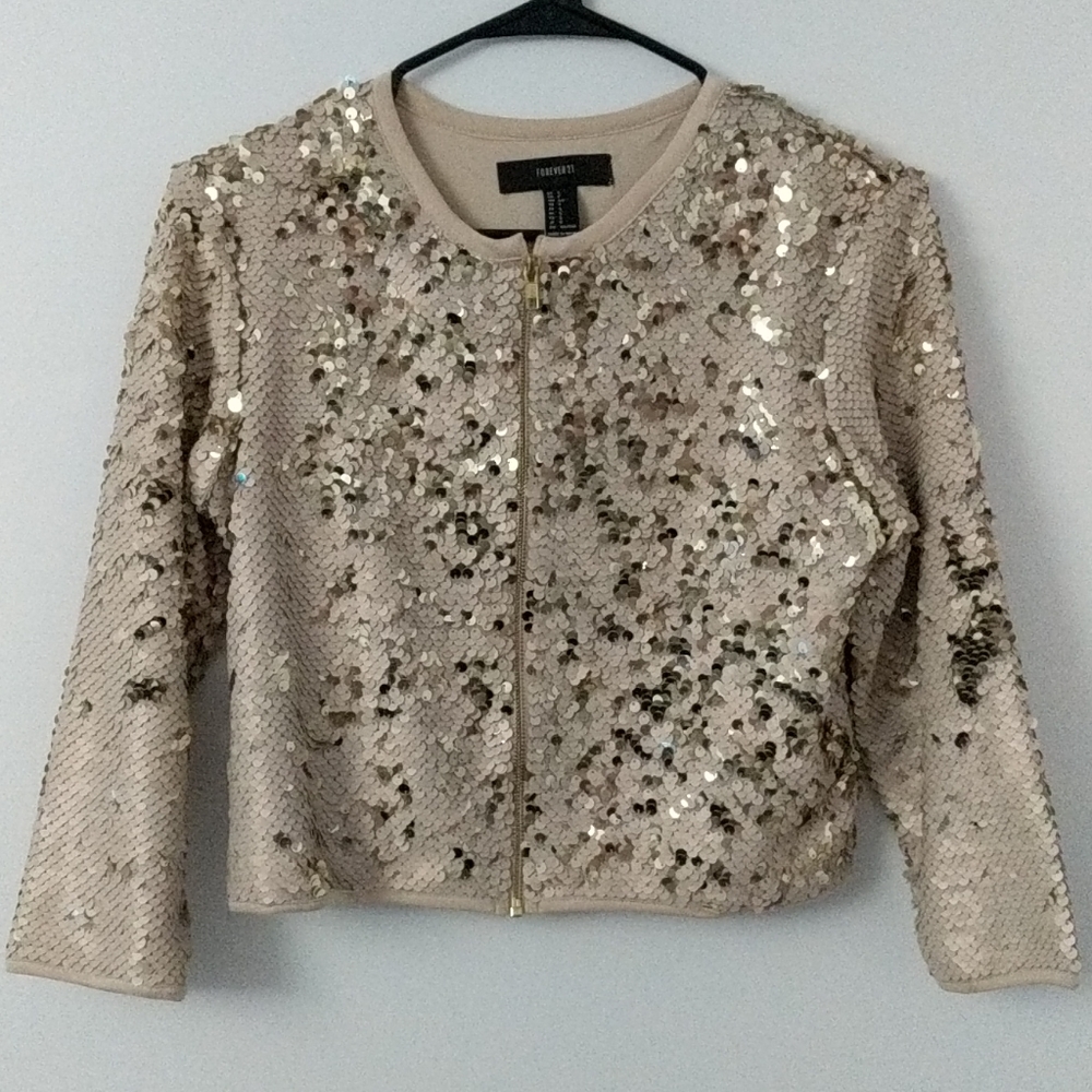 Forever 21 Sequin Zippered Short Jacket